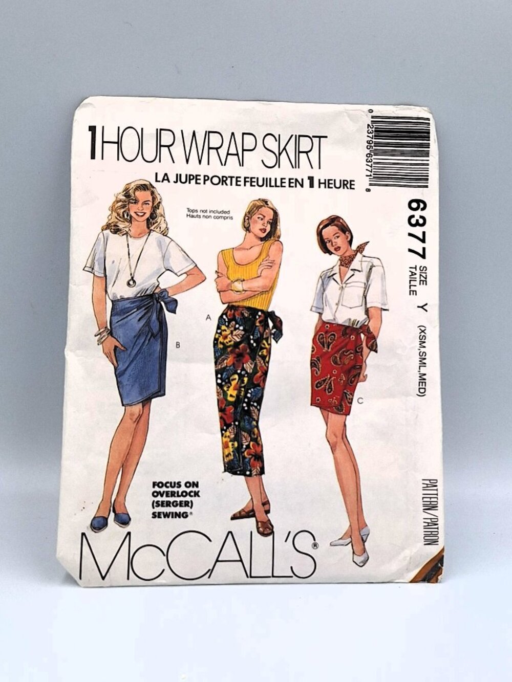 Vintage 90s McCalls Sewing Pattern 6377 One Hour Wrap Skirt XS S M